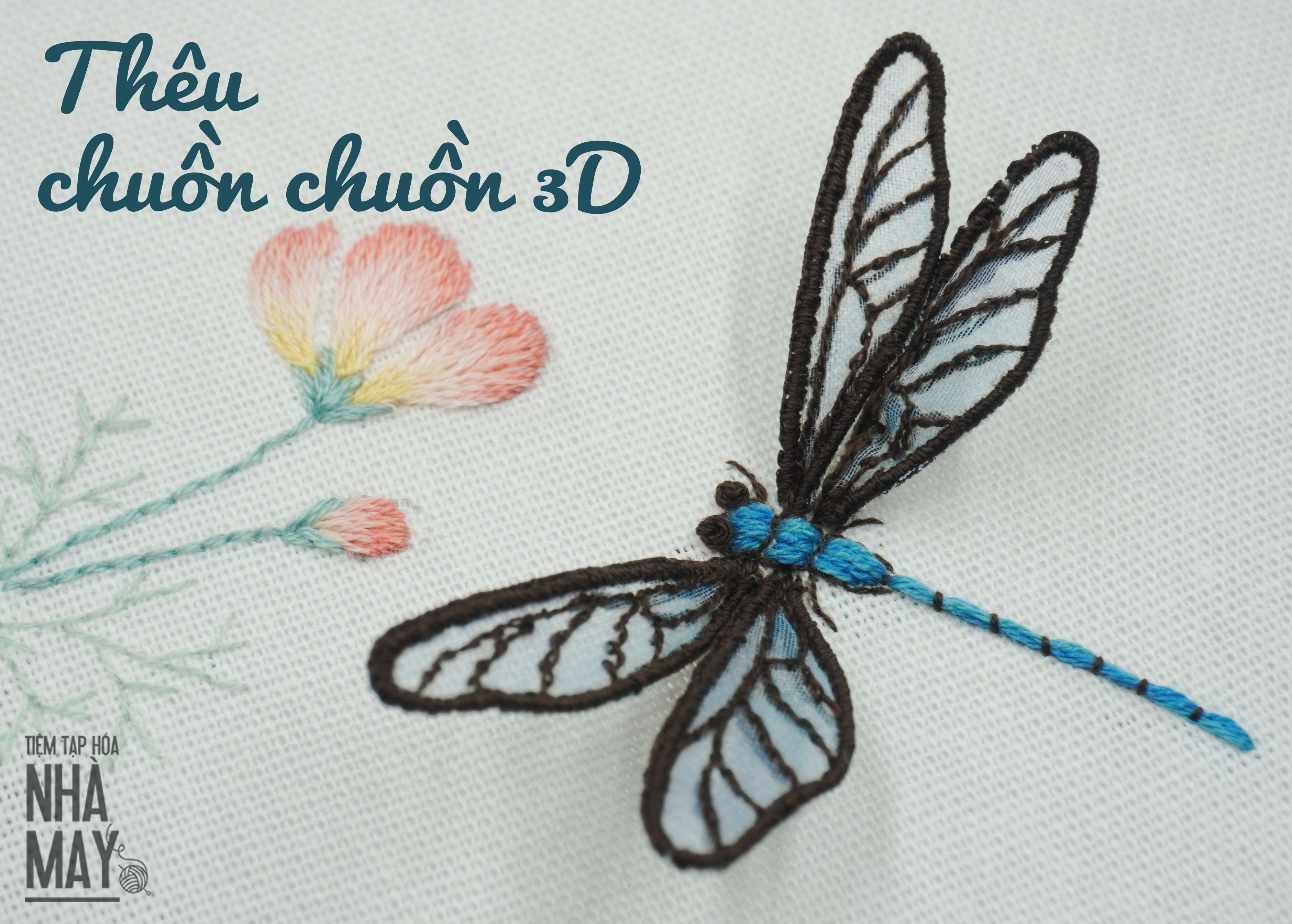 Hướng dẫn thêu chú chuồn chuồn 3D