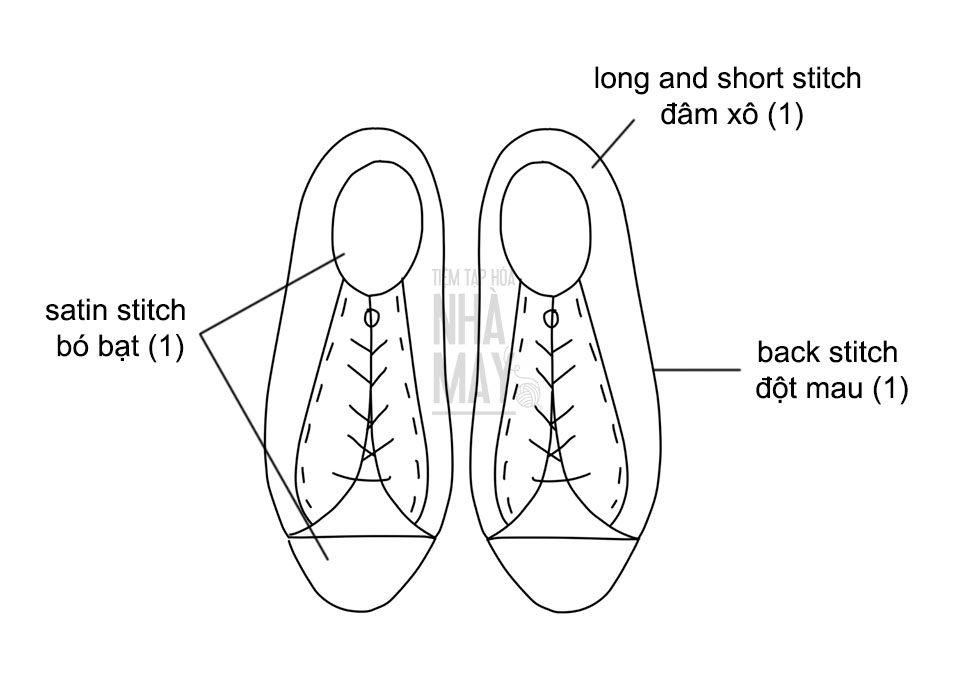 Thêu một đôi giày vải (có mẫu in)