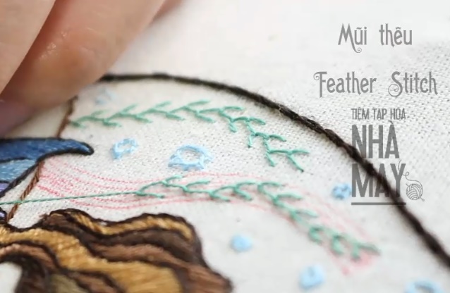 Hướng dẫn chi tiết và ứng dụng của mũi thêu feather stitch