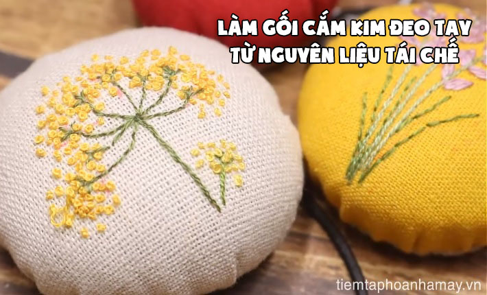 Tận dụng vỏ hộp sữa chua và nắp chai để làm gối cắm kim đeo tay xinh xắn