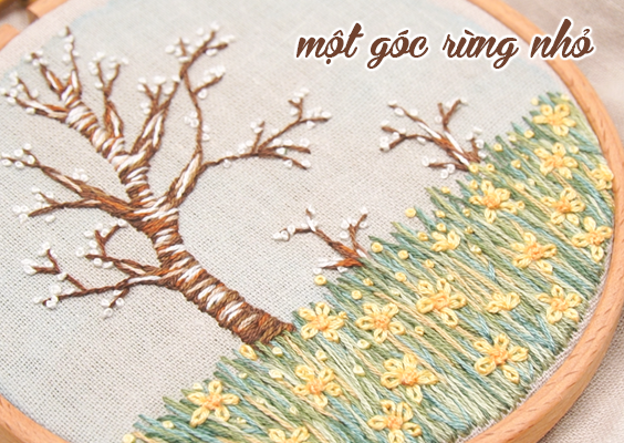 THÊU MỘT GÓC RỪNG NHỎ BẰNG CÁC MŨI CƠ BẢN CHO NGƯỜI MỚI TẬP THÊU (có mẫu in)