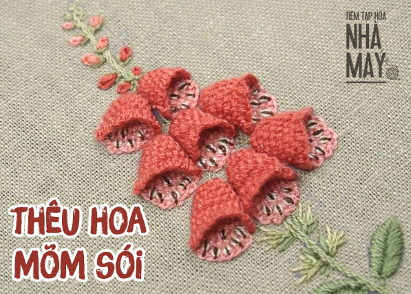 HƯỚNG DẪN THÊU HOA MÕM SÓI BẰNG MŨI THÊU NỔI (có mẫu in)