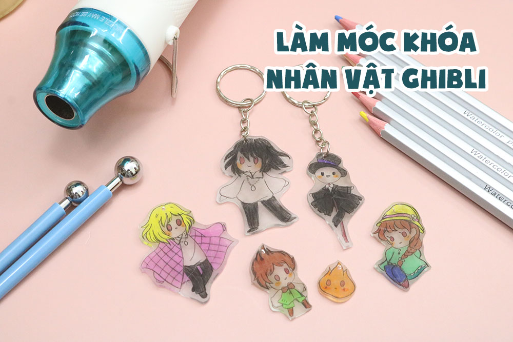 Làm móc khóa nhân vật Ghibli bằng nguyên liệu shrinky dink