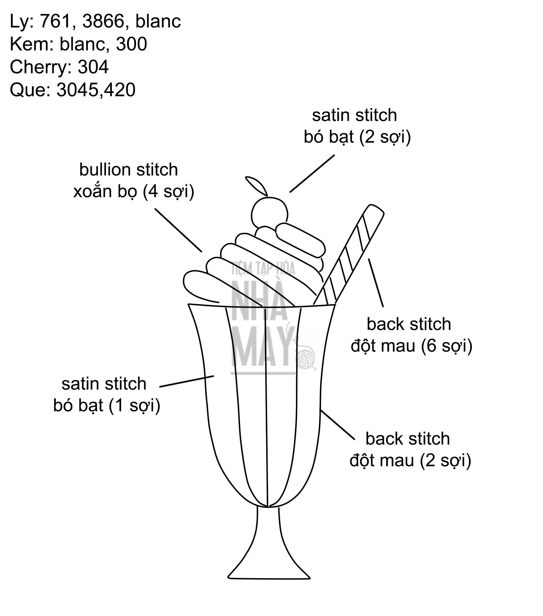 Thêu nhanh ly kem giải nhiệt mùa hè cho đầu tuần mát mẻ (có mẫu in)