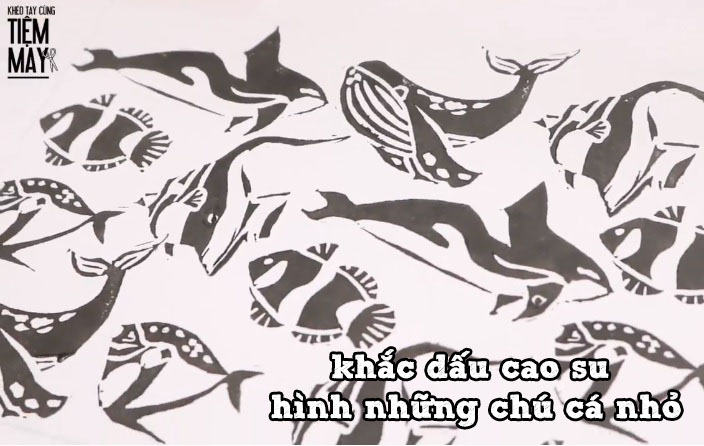 Hướng dẫn khắc dấu cao su hình những chú cá nhỏ