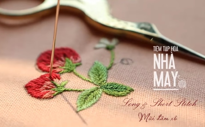 Hướng dẫn và ứng dụng mũi thêu đâm xô (Long & Short Stitch)