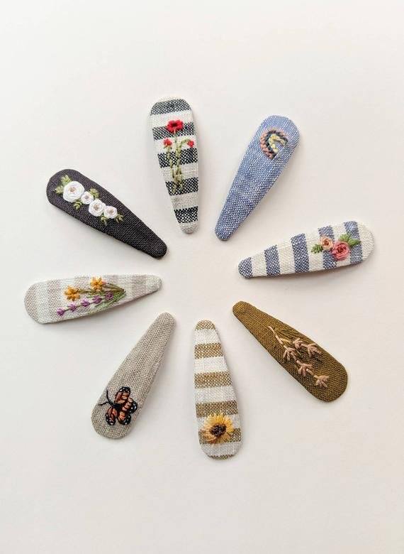 Kẹp tóc thêu hoa cho những ngày cuối hè lãng đãng