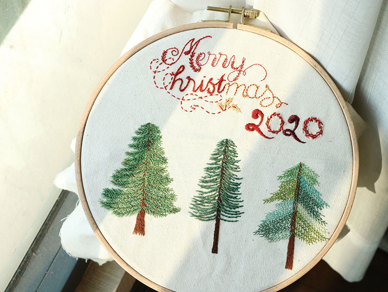 3 cách thêu cây thông đơn giản (có mẫu in)