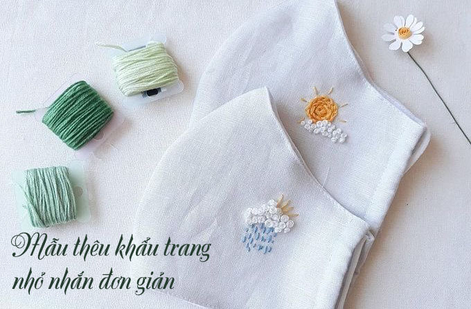 Những mẫu thêu khẩu trang nhỏ nhắn đơn giản