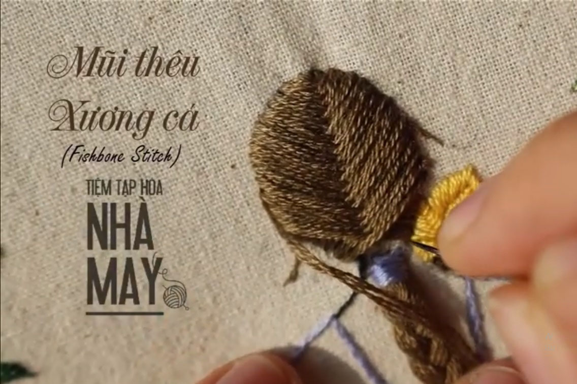 Hướng dẫn chi tiết mũi thêu xương cá (Fishbone stitch)