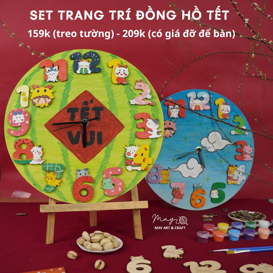 Set trang trí đồng hồ chủ đề Tết 2024