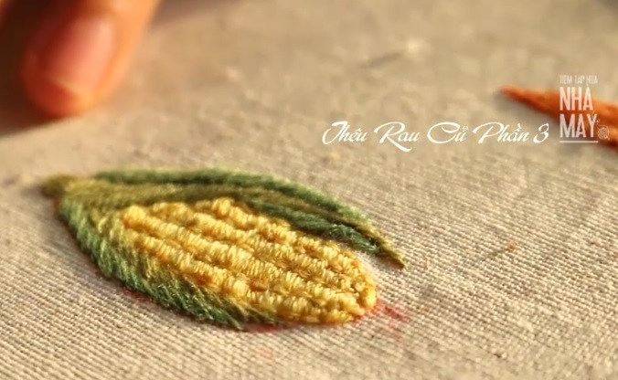 Ứng dụng mũi thêu cơ bản để thêu rau củ quả