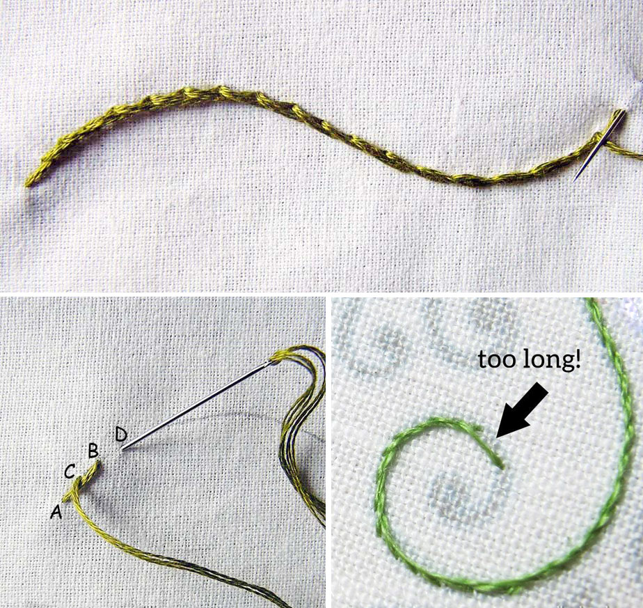 Học thêu hiện đại với các mũi thêu cơ bản - mũi lướt vặn