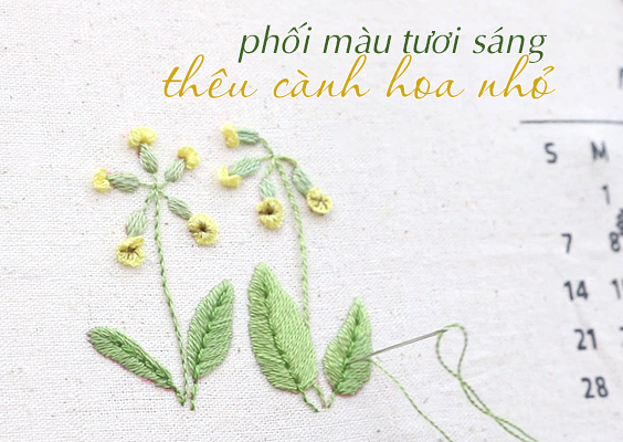 Thu nhỏ cành hoa dại lên tấm lịch vải mộc mạc (có mẫu in)