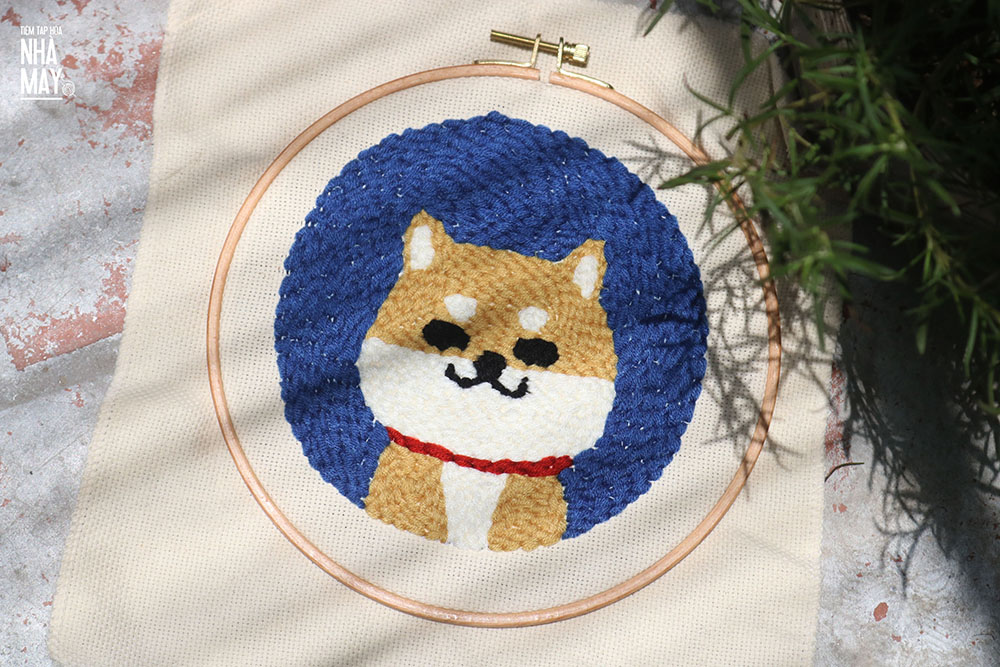 Đập hộp bộ KIT thêu len và hướng dẫn thêu mẫu chú chó Shiba