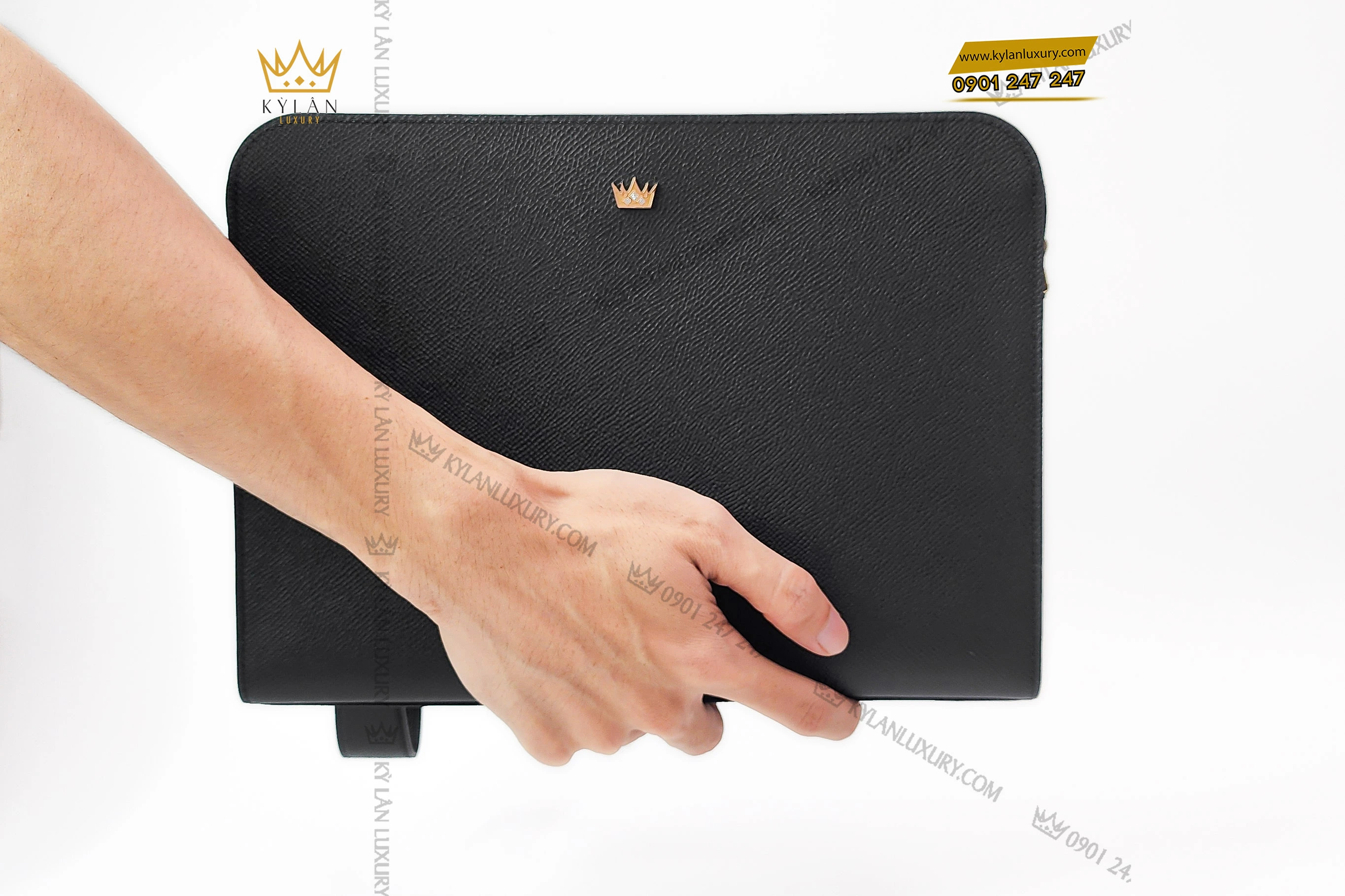 Túi Clutch cầm tay da Epsom màu đen 2 Kỳ Lân Luxury tui clutch cam tay da epsom mau den 4 Túi Clutch cầm tay da Epsom màu đen