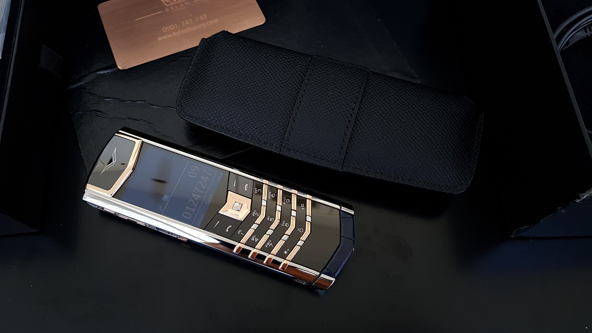 Vertu Signature S Blue Aligator Mix Gold 25 Kỳ Lân Luxury vertu signature s blu aligator mix gold 15 Vertu Signature S Blue Aligator Mix Gold
