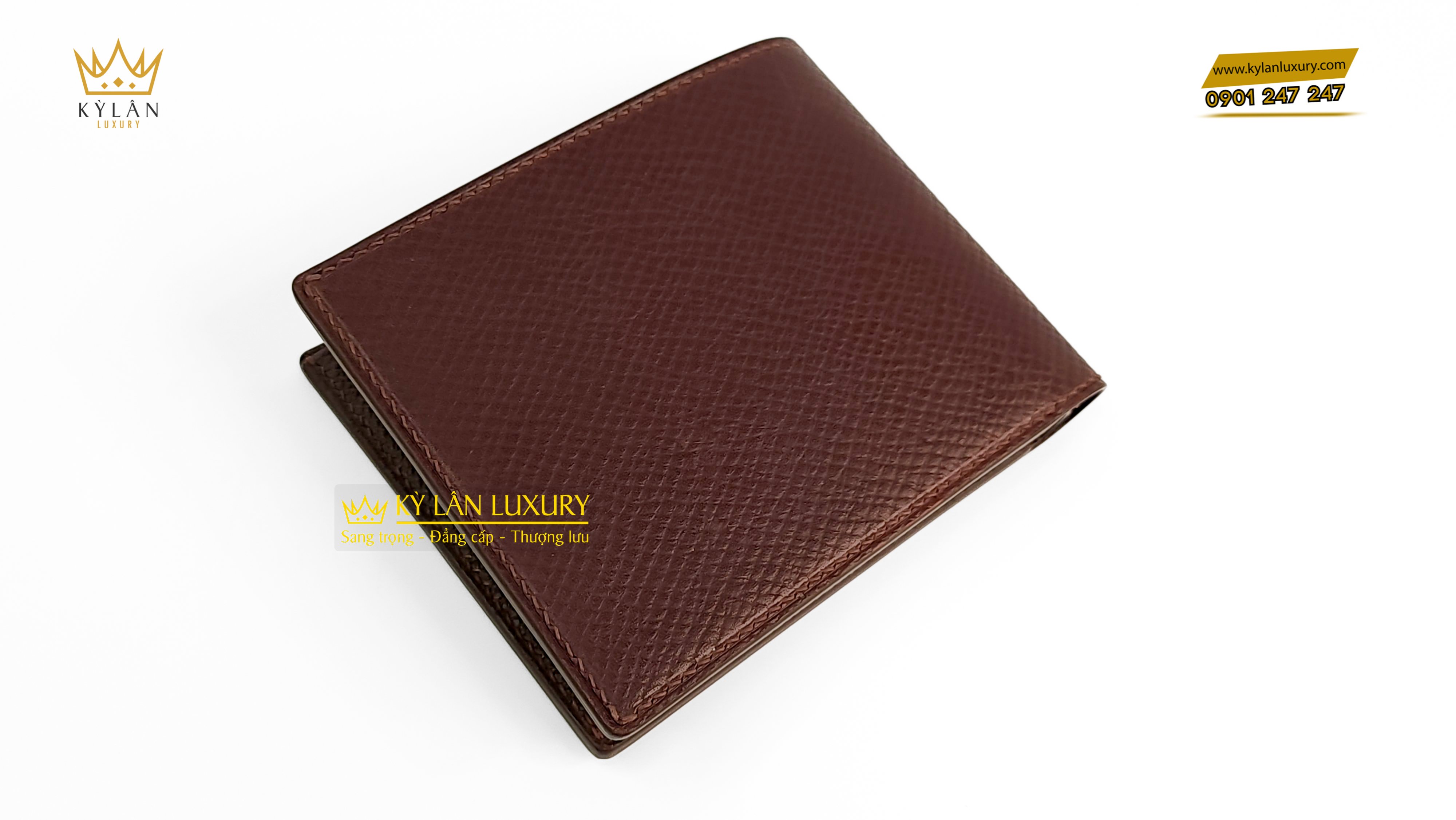 Ví nam da bê màu nâu logo vàng đính kim 12 Kỳ Lân Luxury vi nam da be mau nau logo vang dinh kim 16 Ví nam da bê màu nâu logo vàng đính kim