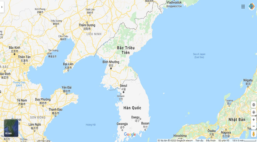 Triều tiên trên bản đồ - Ảnh google maps