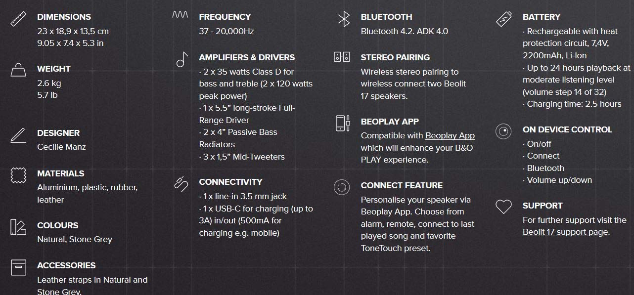 Loa Bluetooth B&Q Bang & Olufsen Beolit 17