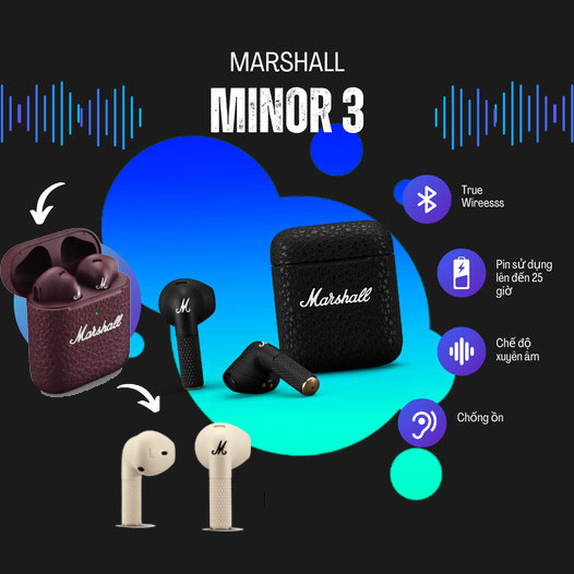 Marshall Minor III wireless headphones sắp ra mắt 2 màu BURGUNDY và CREAM tại thị trường Việt Nam