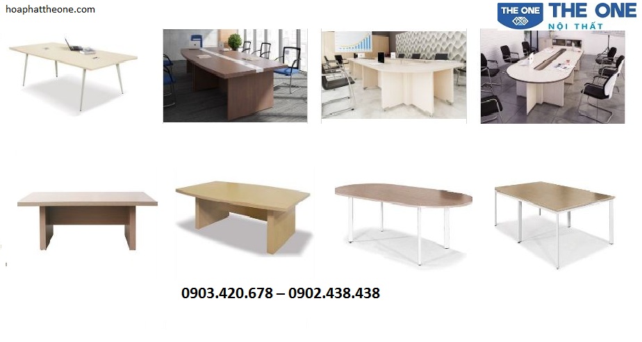 Bàn họp thiết kế nhiều hình dáng khác nhau, đáp ứng được nhu cầu về phong thủy