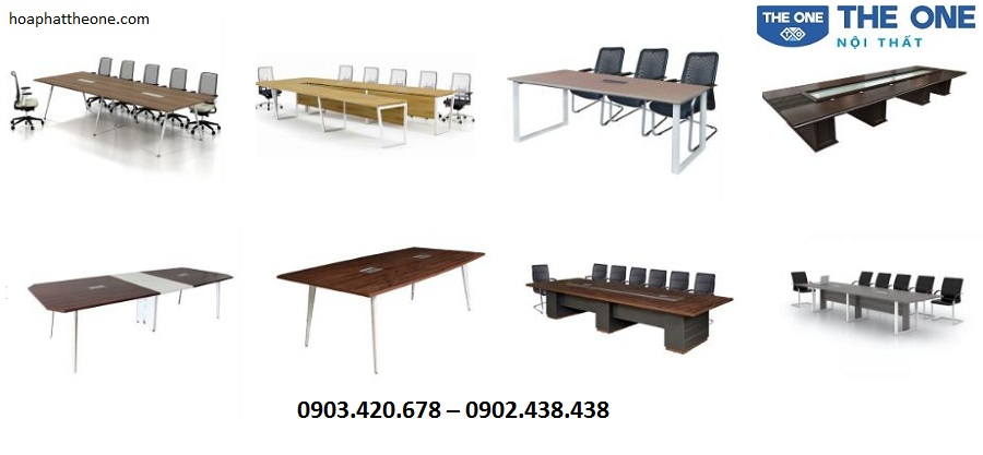 Các mẫu bàn họp đa dạng về chất liệu, kiểu dáng, mẫu mã