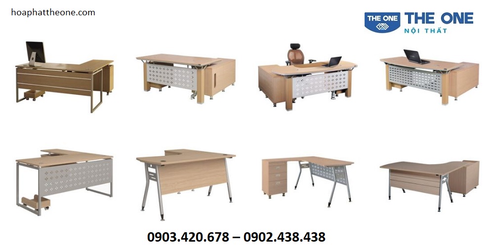 Bàn làm việc chữ L chân sắt mặt gỗ