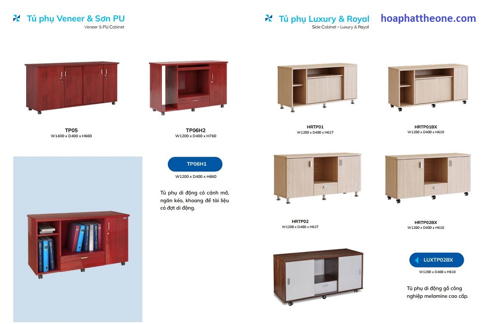 Các mẫu hộc tủ phụ giám đốc đa dạng, nhiều mẫu mã