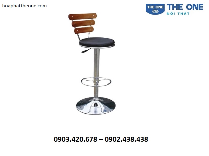 Mẫu ghế quầy bar kim loại kết hợp tựa lưng gỗ cách điệu