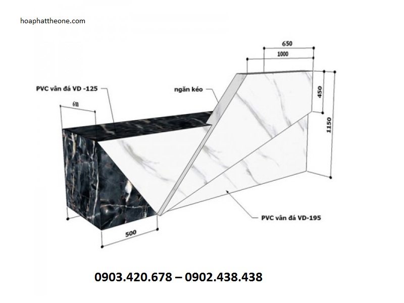 Kích thước quầy lễ tân văn phòng, khách sạn hiện nay thường có các thông số cụ thể