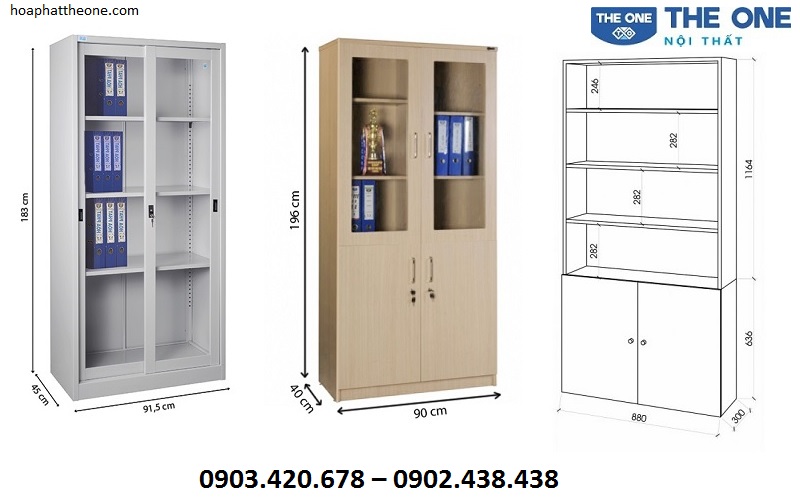 Nên lựa chọn kích thước tủ tài liệu phù hợp với không gian văn phòng