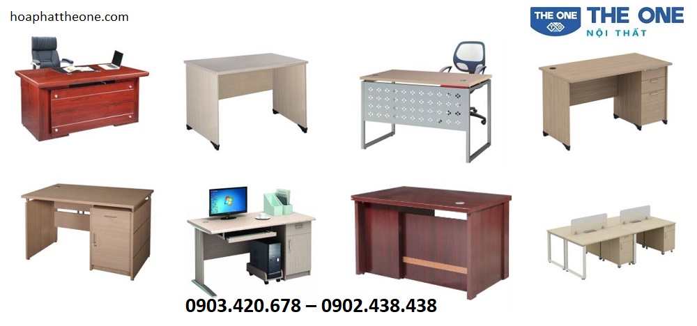 Bàn làm việc The One có nhiều kiểu dáng khác nhau, chất liệu phong phú, cao cấp