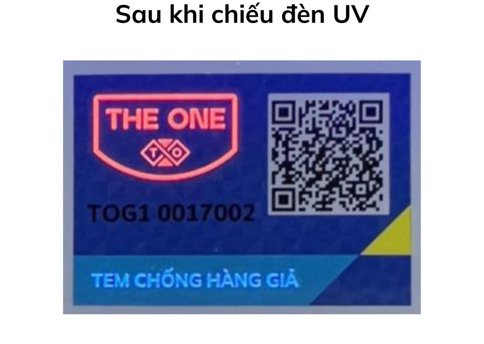 Tem chống hàng giả Nội Thất The One khi chiếu đèn UV