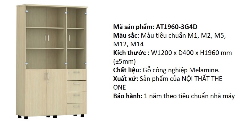 Tủ hồ sơ gỗ AT1960-3G4D