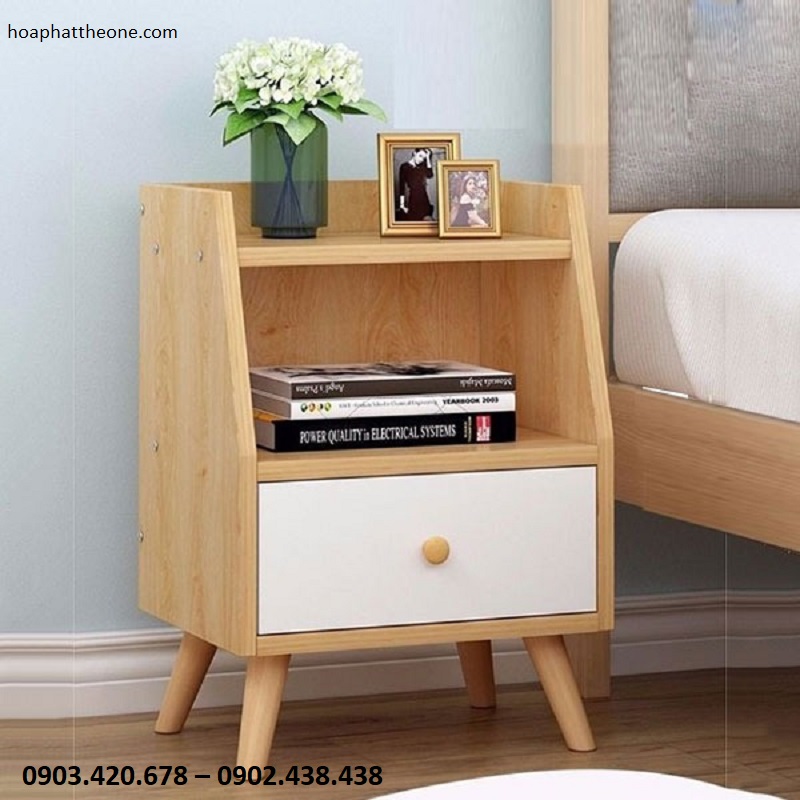 Tủ gỗ đầu giường 2 ngăn là loại phổ biến nhất được nhiều gia đình lựa chọn