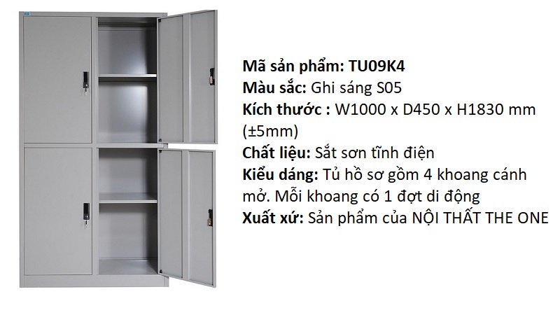Tủ hồ sơ 4 cánh TU09K4