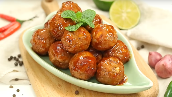 Bò viên nướng sốt