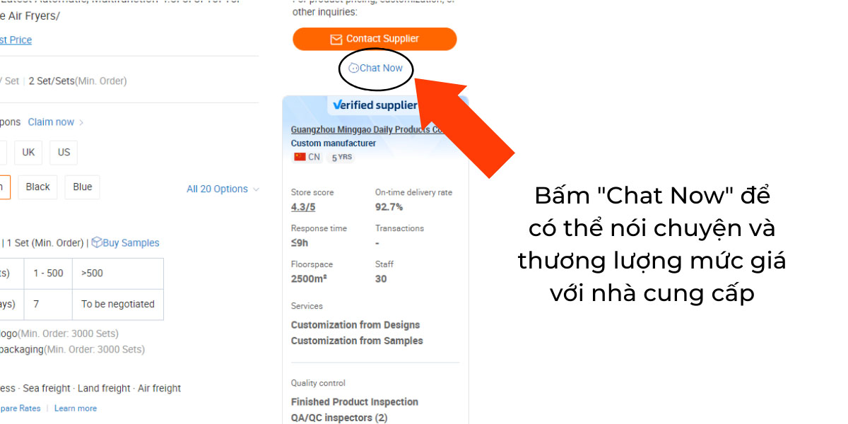 Bước 3: Thương lượng giá với nhà cung cấp