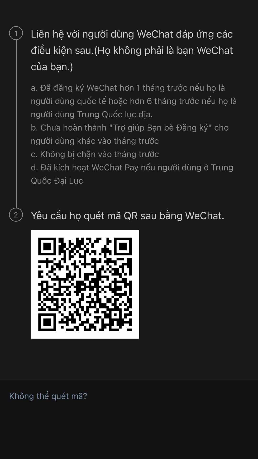 Quét mã QR để kích hoạt tài khoản