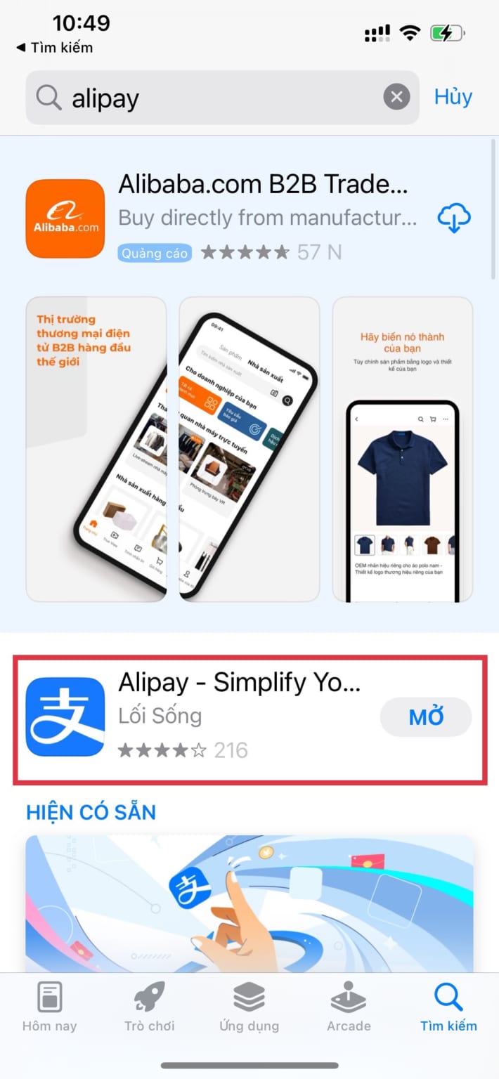 Tải xuống app Alipay