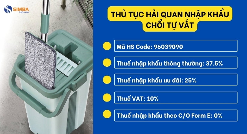 Thủ tục nhập khẩu chổi tự vắt chi tiết