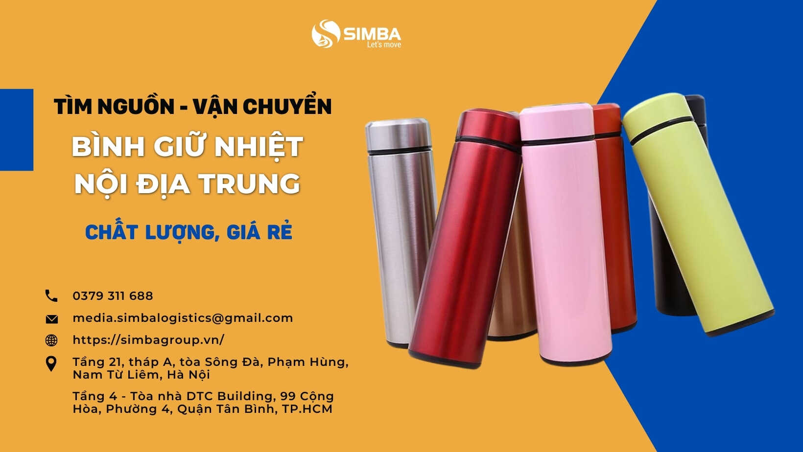 SIMBA cung cấp dịch vụ tìm nguồn, vận chuyển bình giữ nhiệt giá rẻ