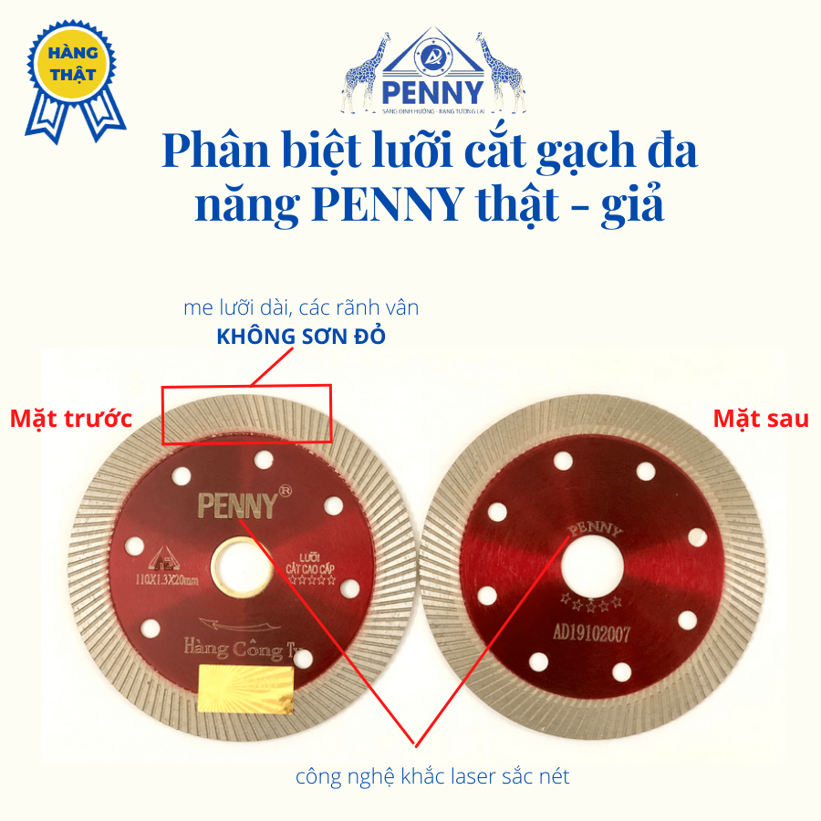 Phân biệt lưỡi cắt gạch đa năng PENNY thật - giả