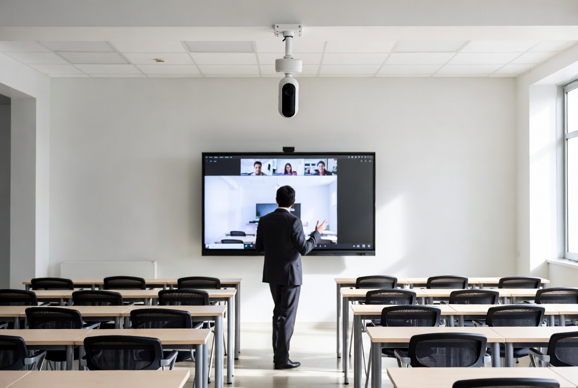 Camera Autotracking được lắp đặt trong lớp học hỗ trợ mô hình hybrid learning.