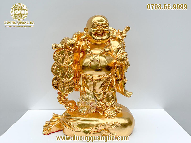 Tượng tam đa - thần tài- di lặc bằng đồng mạ vàng
