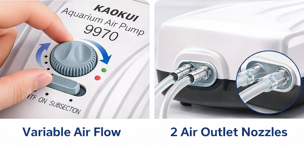 KAOKUI - AC/DC Air Pump Dual Use (9970) | Máy Oxy pin cho hồ cá cảnh