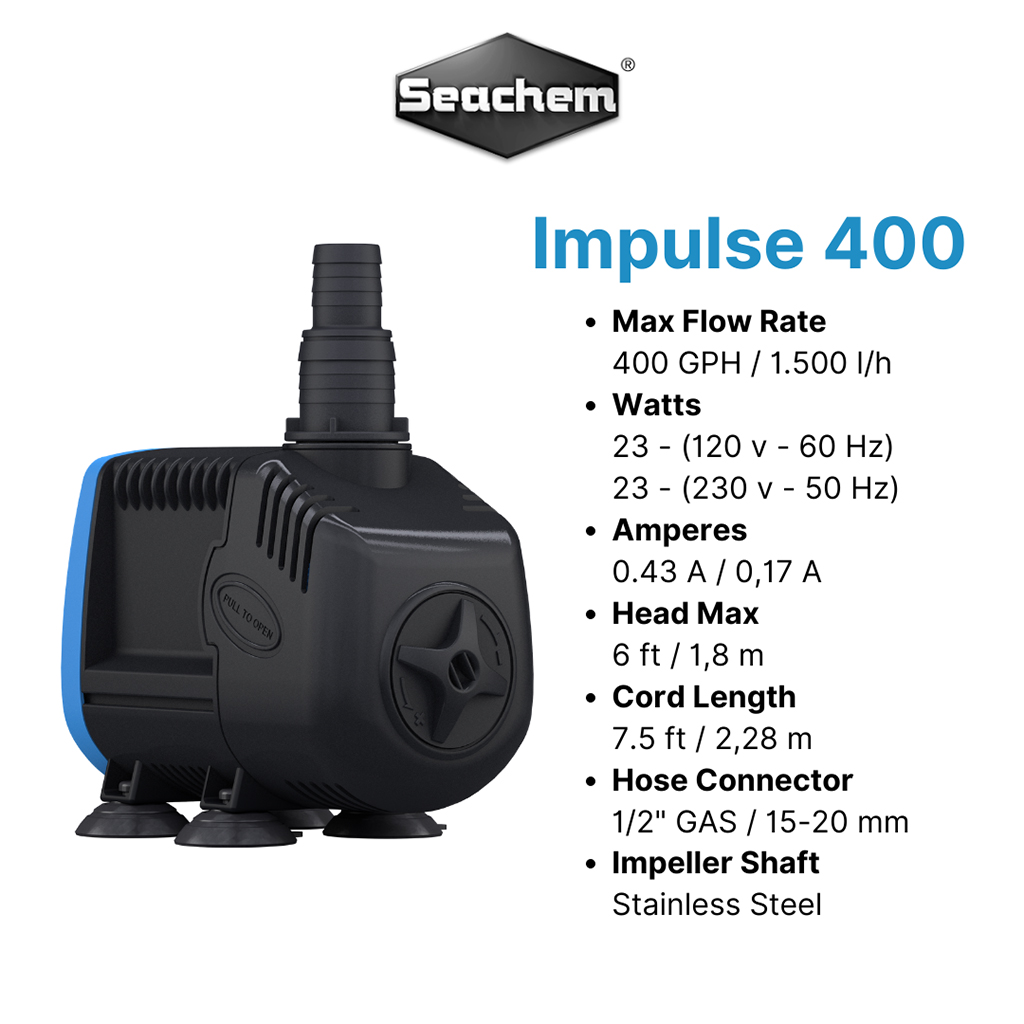 SEACHEM - Impulse 400 | Máy bơm nước hồ thủy sinh, hồ cá biển san hô