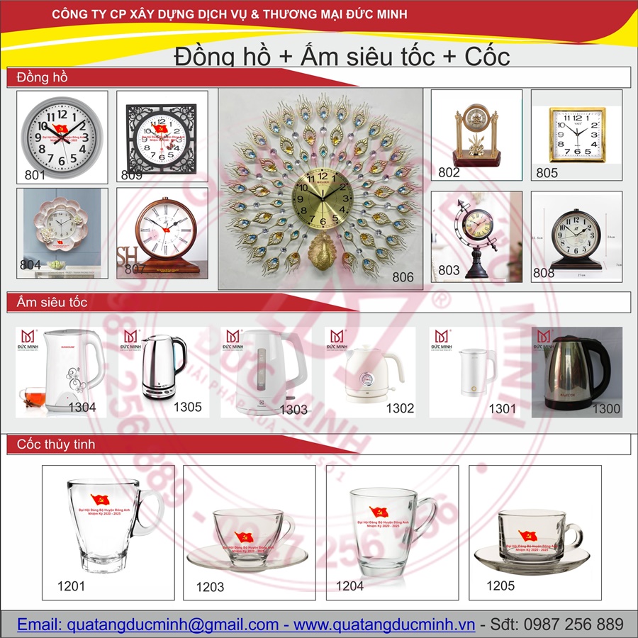 Giải Pháp Quà Tặng Đại Hội Đồng Hồ-Ấm Sieu Tốc-Cốc Thủy Tinh