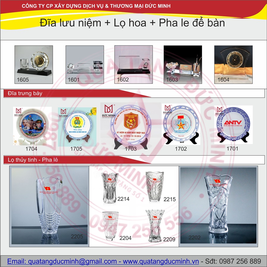 Giải Pháp Quà Tặng Đại Hội Pha Lê Để Bàn - Đĩa Trưng Bày - Lọ ThủyTinh